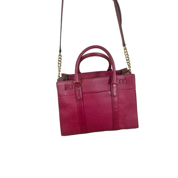 MICHAEL KORS NOUVEAU LARGE SATCHEL BAG PADLOCK KEY CROSSBODY BERRY VERSATILE - Picture 15 of 16